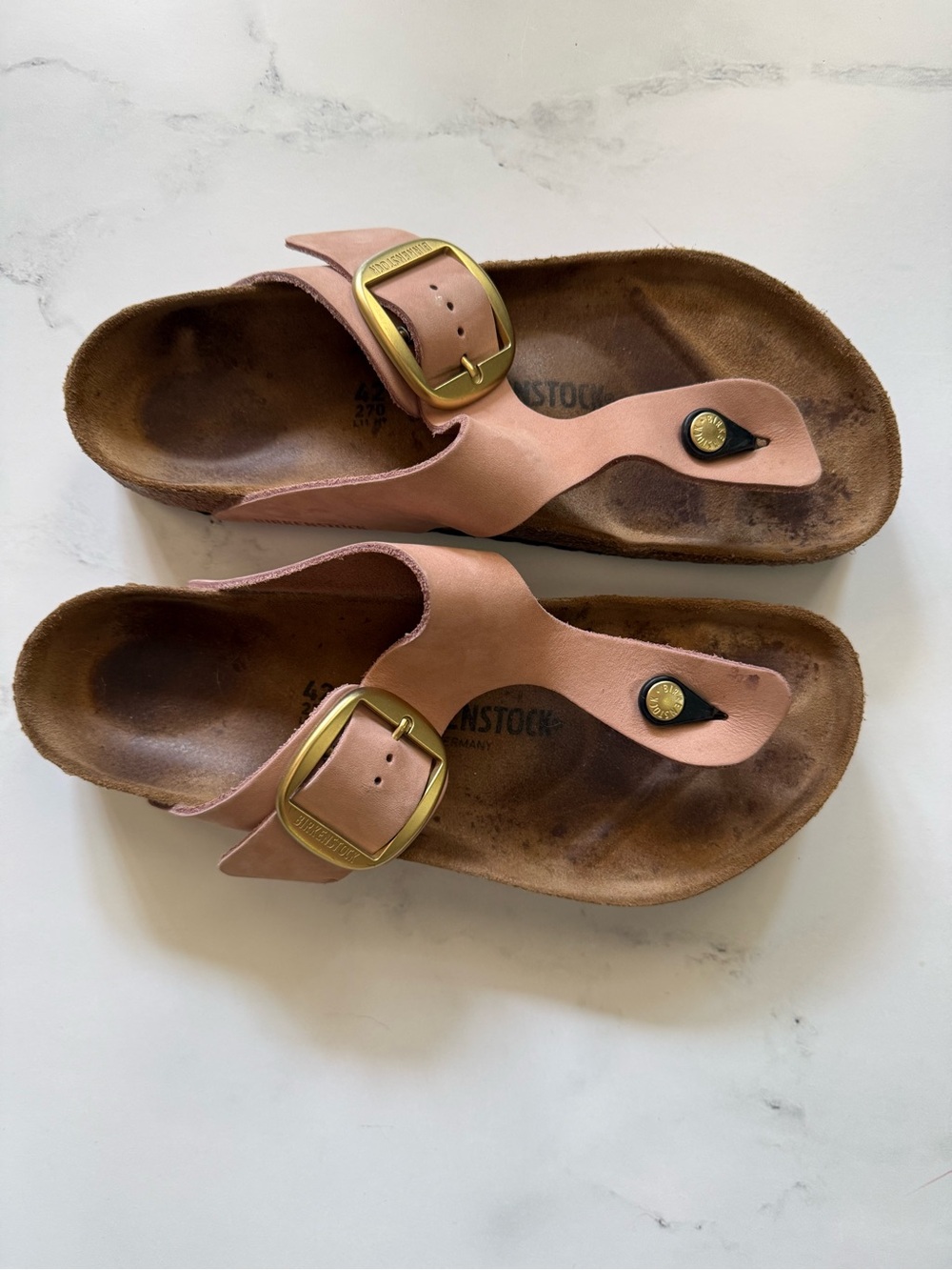 Birkenstock Gizeh Big Buckle Sandals pink with gold, 42